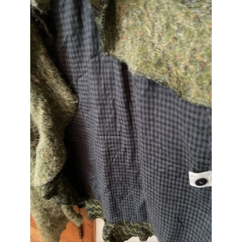 Ian Mosh Faux Mohair Sweater Ruffle Bohemian Festival Long Coat M/L Green Fairy